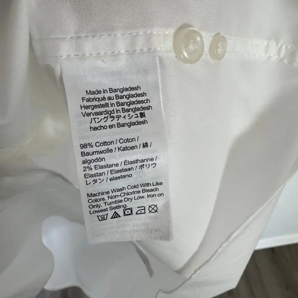 J.Crew Bowery Slim Dress Shirt Mens M White Wrinkle Free Long Sleeve Office Wear